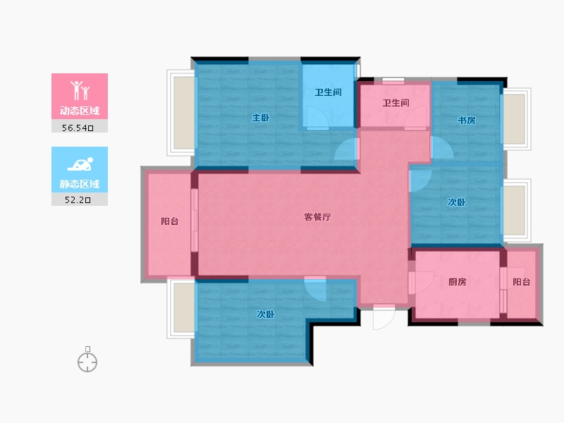 四川省-成都市-招商雍景府-96.72-户型库-动静分区