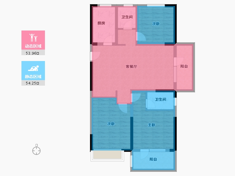 山东省-青岛市-融海致远居-96.00-户型库-动静分区