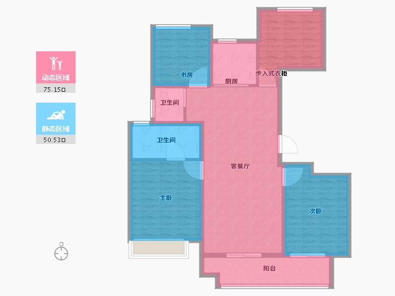 江苏省-徐州市-三盛中城-113.61-户型库-动静分区