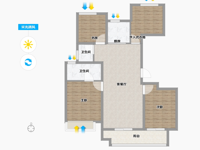 江苏省-徐州市-三盛中城-113.61-户型库-采光通风