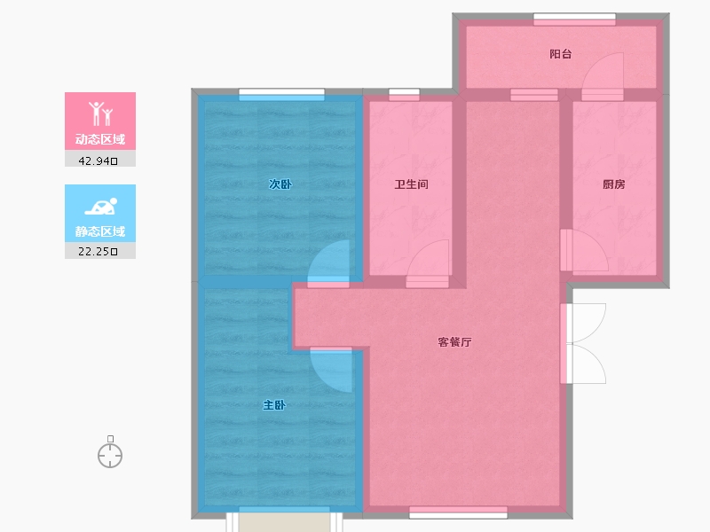 陕西省-西安市-海轩梦想100-56.83-户型库-动静分区