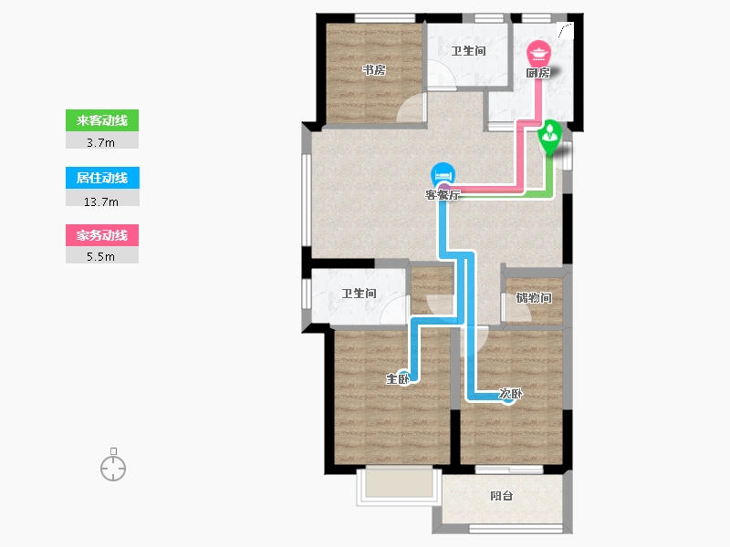 浙江省-金华市-美的君兰锦绣-76.00-户型库-动静线