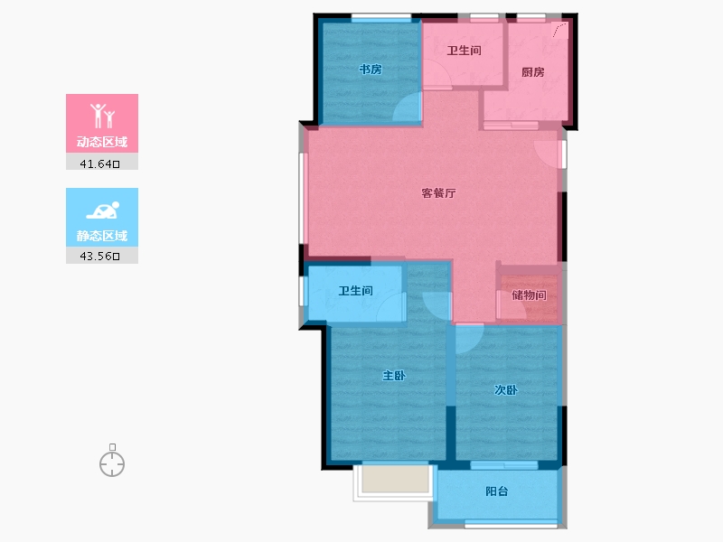 浙江省-金华市-美的君兰锦绣-76.00-户型库-动静分区