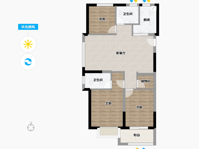 浙江省-金华市-美的君兰锦绣-76.00-户型库-采光通风