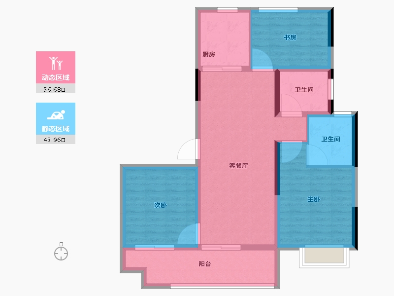 江苏省-徐州市-招商万科山水间-90.41-户型库-动静分区