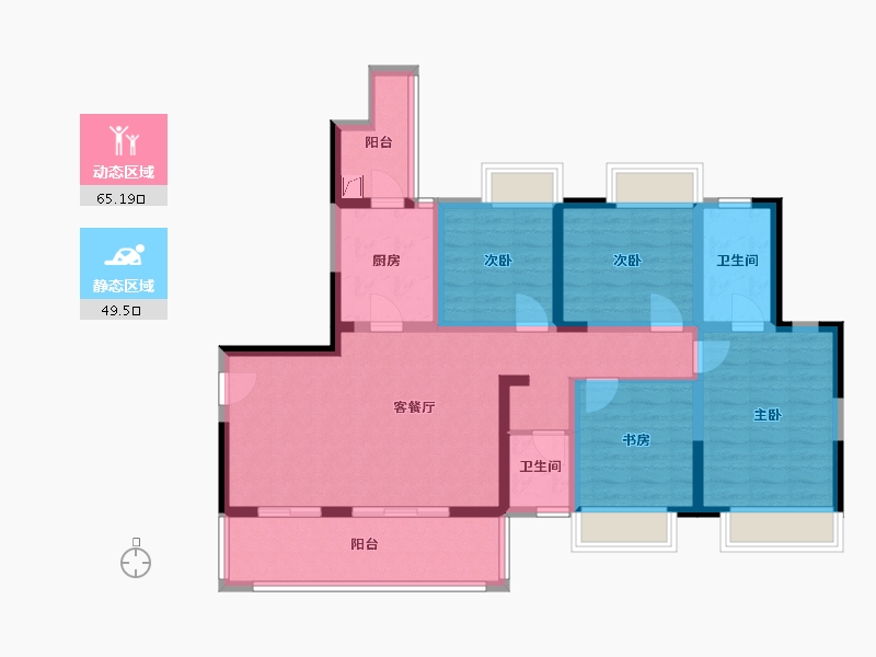 四川省-成都市-嘉裕第六洲观澜云邸-106.00-户型库-动静分区