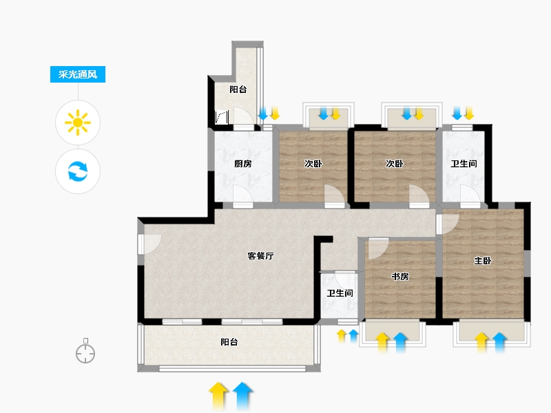 四川省-成都市-嘉裕第六洲观澜云邸-106.00-户型库-采光通风