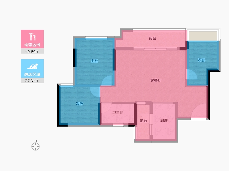 重庆-重庆市-爱情天宸万象-68.30-户型库-动静分区