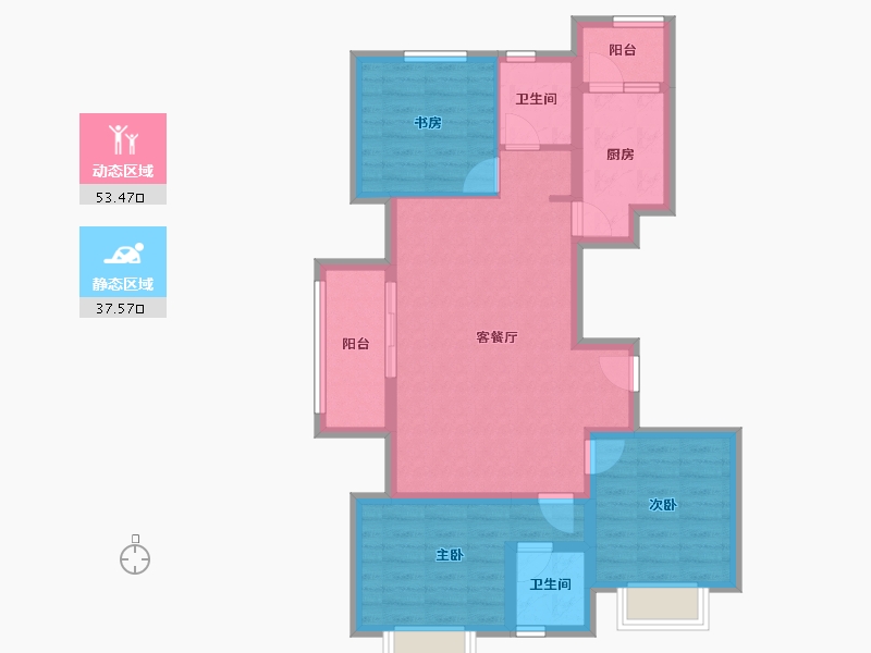 陕西省-西安市-海轩梦想100-80.50-户型库-动静分区