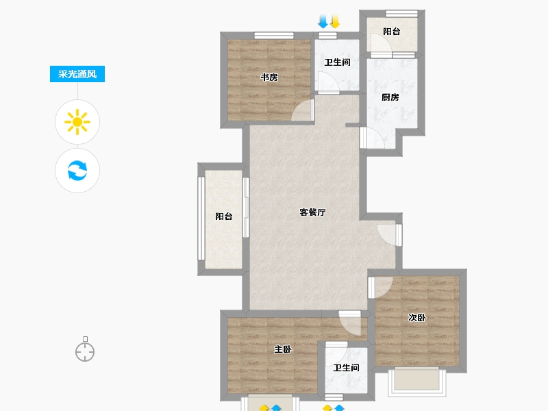 陕西省-西安市-海轩梦想100-80.50-户型库-采光通风