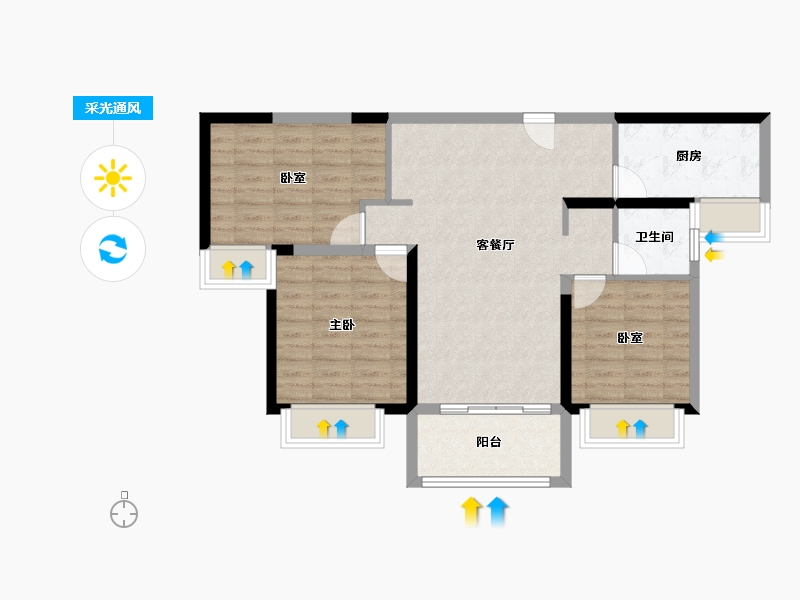 江苏省-徐州市-​碧桂园大都会-80.00-户型库-采光通风