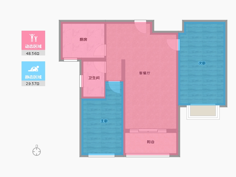 山东省-青岛市-凤凰玫瑰墅-69.60-户型库-动静分区