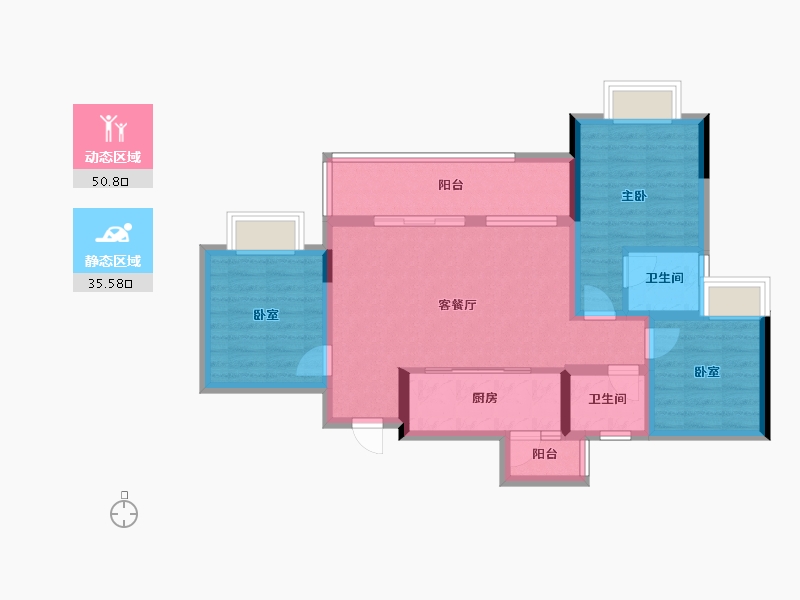 重庆-重庆市-中国铁建登科府-76.00-户型库-动静分区