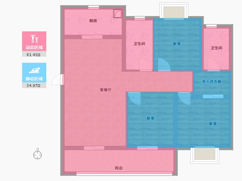 湖南省-长沙市-东原·启城-86.00-户型库-动静分区