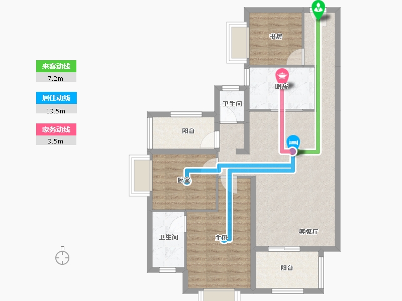 湖南省-长沙市-南璟滨江书苑-83.96-户型库-动静线