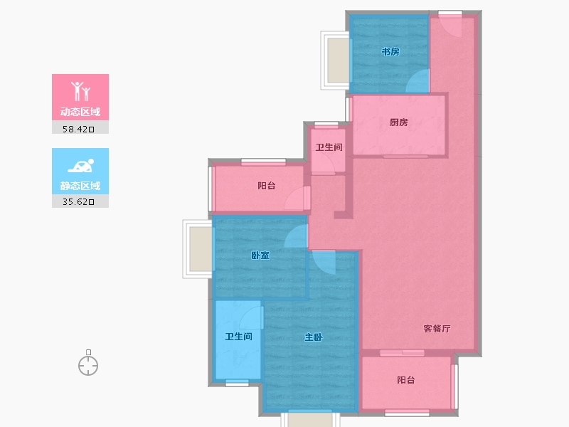 湖南省-长沙市-南璟滨江书苑-83.96-户型库-动静分区