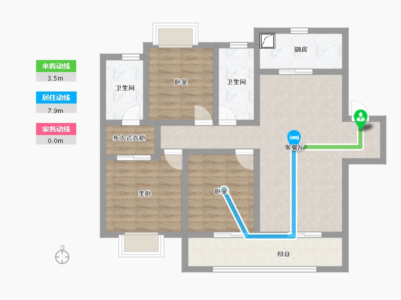 湖南省-长沙市-东原·启城-87.58-户型库-动静线