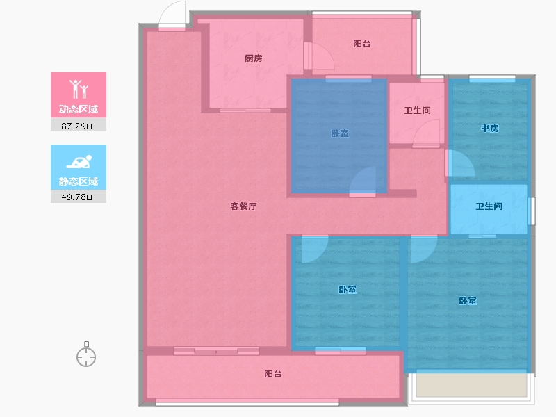 山东省-潍坊市-旭辉银盛泰博观天成-113.60-户型库-动静分区