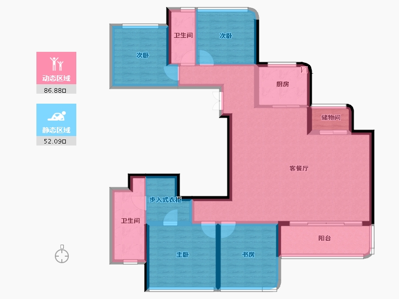 四川省-成都市-德信弘阳湖畔云璟-124.55-户型库-动静分区