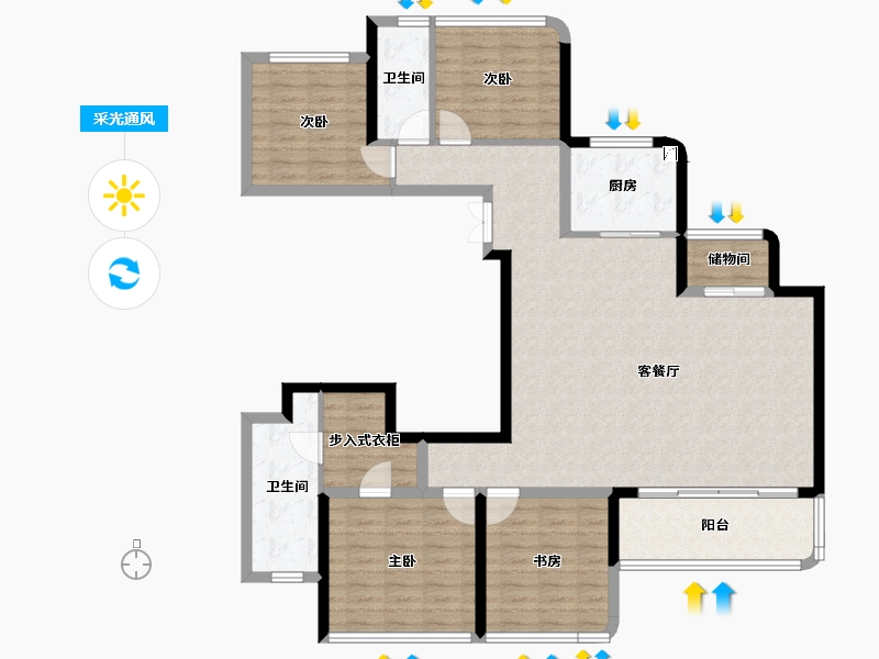 四川省-成都市-德信弘阳湖畔云璟-124.55-户型库-采光通风