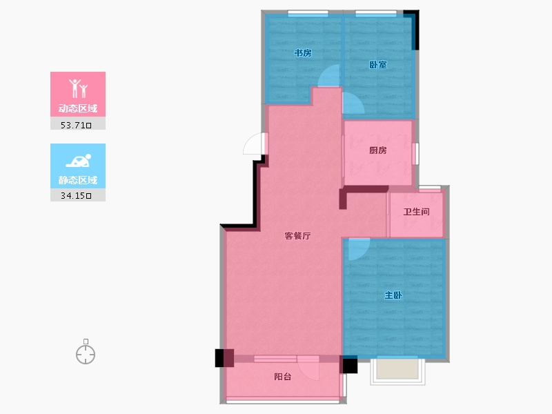 黑龙江省-哈尔滨市-碧桂园·欧洲城拉菲小镇-79.35-户型库-动静分区