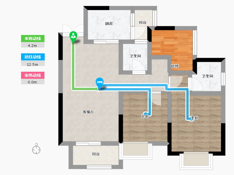 重庆-重庆市-大足森柯西城国际-64.12-户型库-动静线