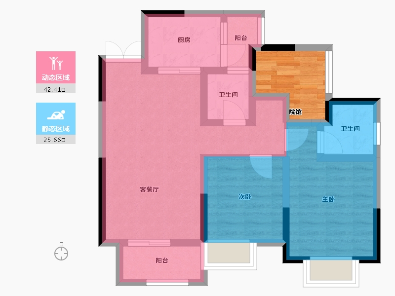 重庆-重庆市-大足森柯西城国际-64.12-户型库-动静分区