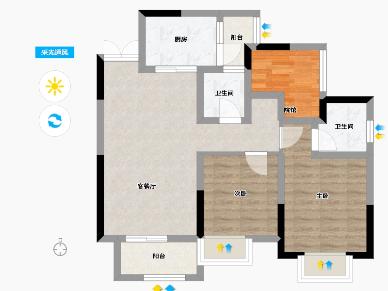 重庆-重庆市-大足森柯西城国际-64.12-户型库-采光通风