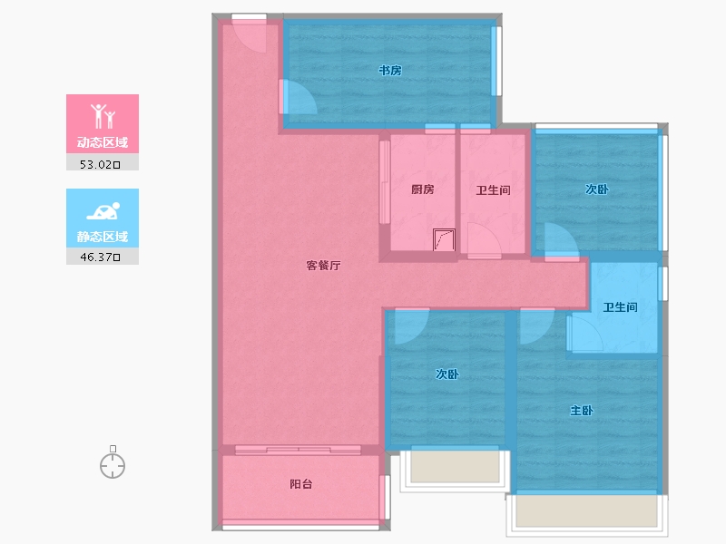 广东省-湛江市-科恒 荟景湾-79.57-户型库-动静分区