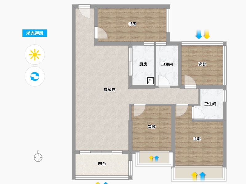 广东省-湛江市-科恒 荟景湾-79.57-户型库-采光通风