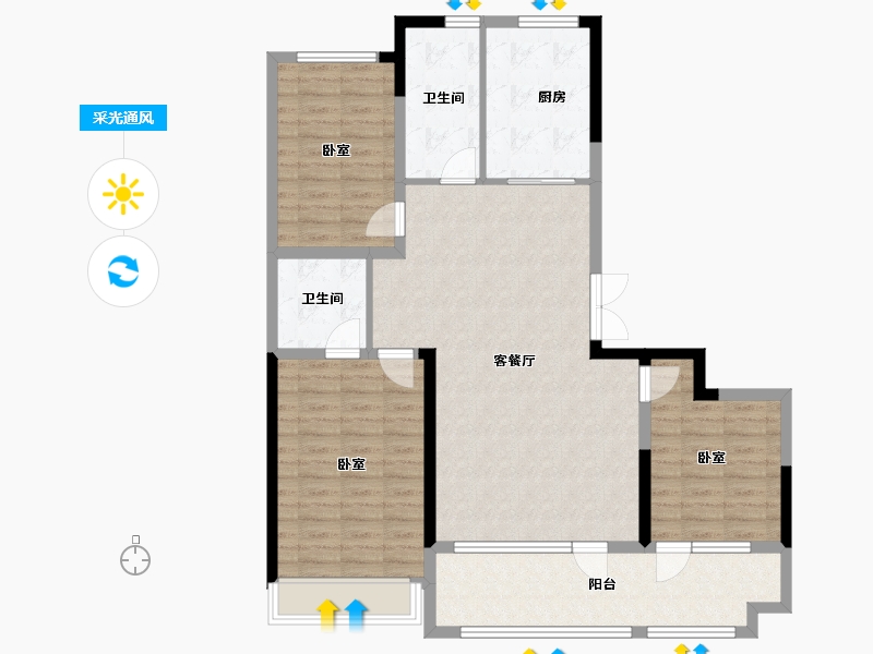 山东省-潍坊市-春光里-110.40-户型库-采光通风