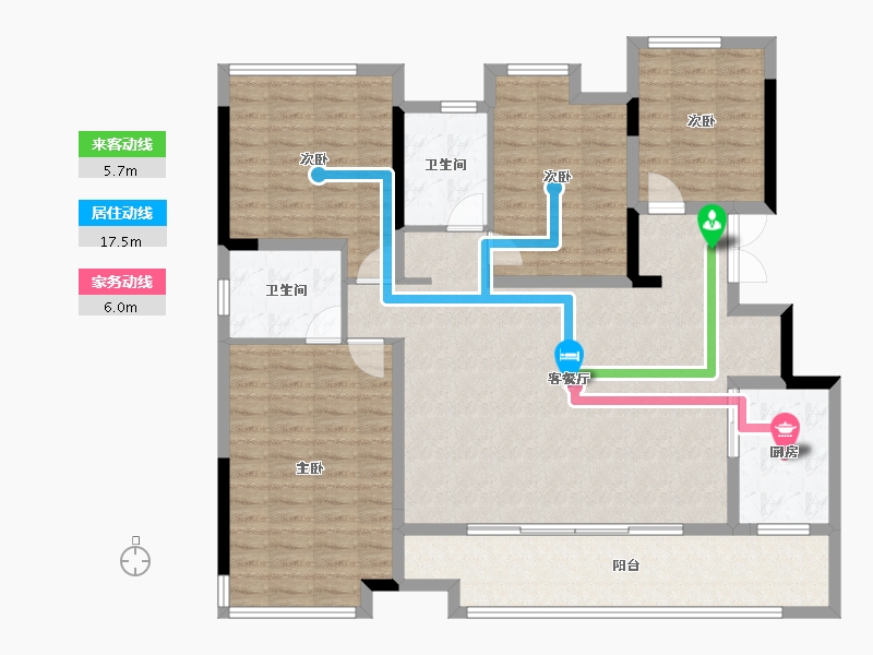 重庆-重庆市-棠荣府-130.50-户型库-动静线