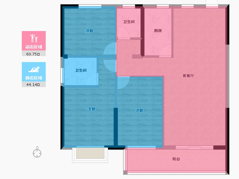 湖北省-武汉市-全景外滩二期-94.97-户型库-动静分区