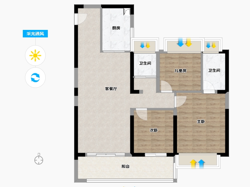 湖南省-常德市-碧桂园翘楚棠-100.00-户型库-采光通风