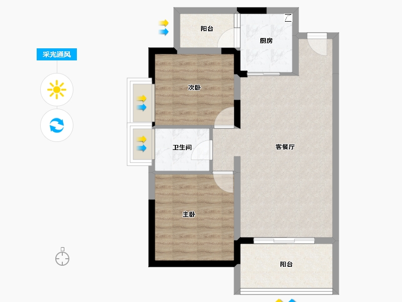 四川省-成都市-朗诗观山樾-65.70-户型库-采光通风