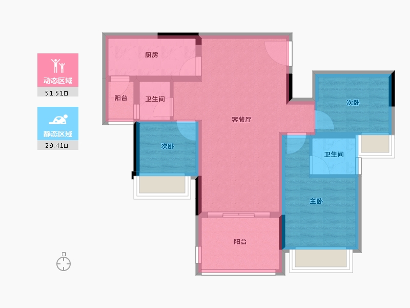 重庆-重庆市-领琇长江-71.41-户型库-动静分区