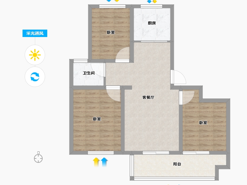 江苏省-南京市-澜悦华庭-80.81-户型库-采光通风