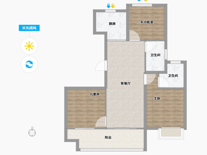 江苏省-南京市-万科中山都会臻境-86.40-户型库-采光通风