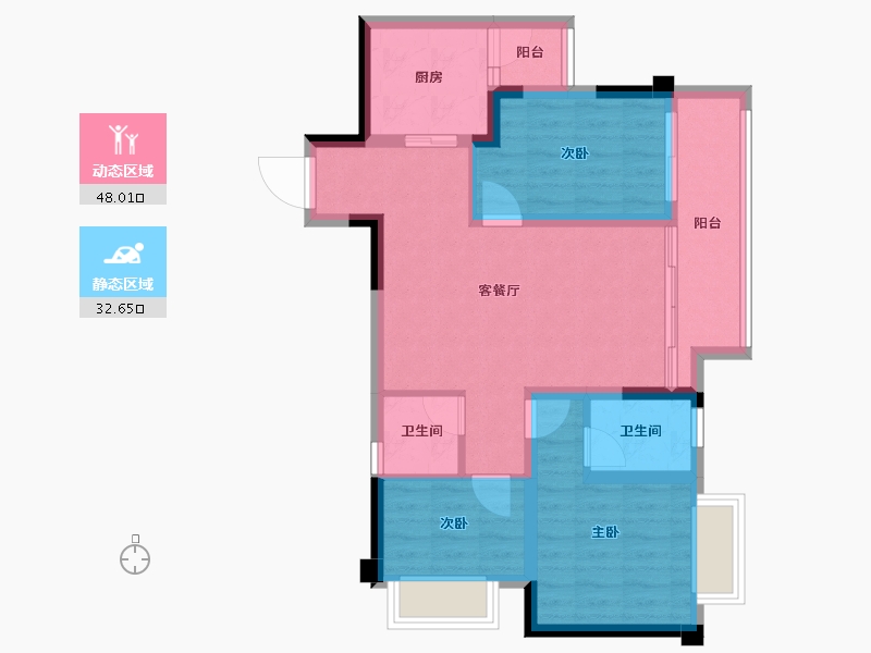 重庆-重庆市-领琇长江-71.20-户型库-动静分区