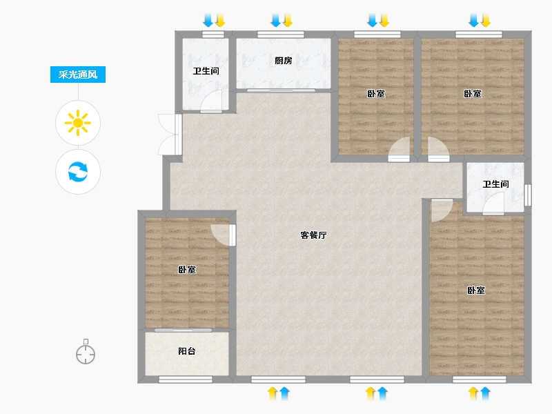 山东省-潍坊市-恒信阳光假日-153.08-户型库-采光通风