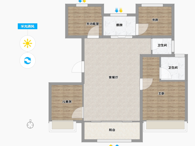 江苏省-南京市-万科中山都会臻境-108.01-户型库-采光通风