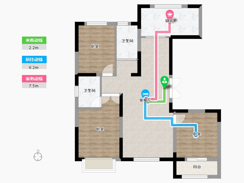 山东省-潍坊市-恒联宝通瑞苑-85.81-户型库-动静线