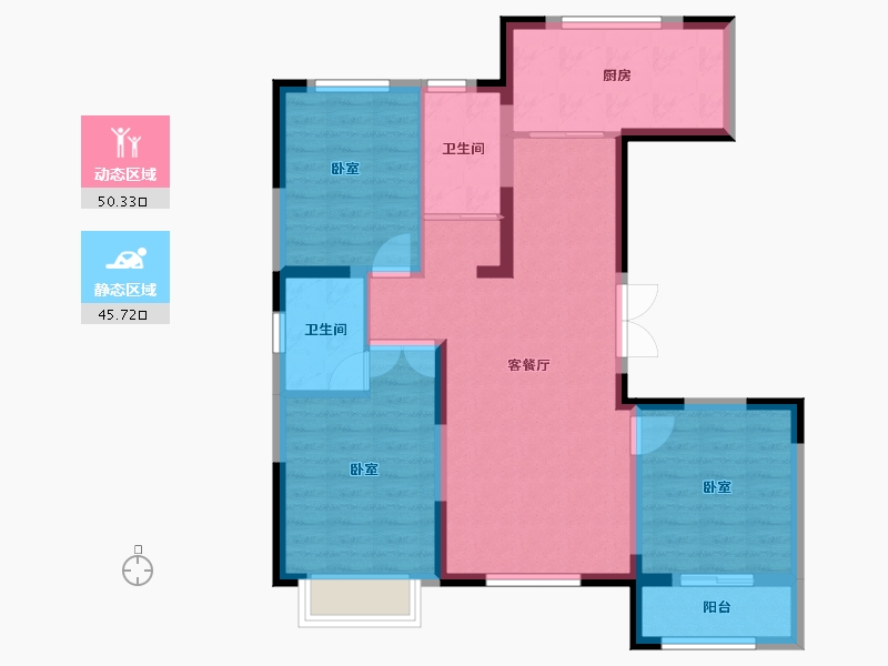 山东省-潍坊市-恒联宝通瑞苑-85.81-户型库-动静分区