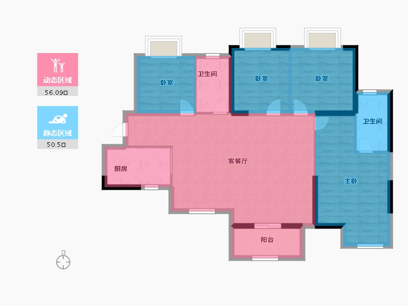 湖南省-长沙市-鸿邦·国际城-96.00-户型库-动静分区