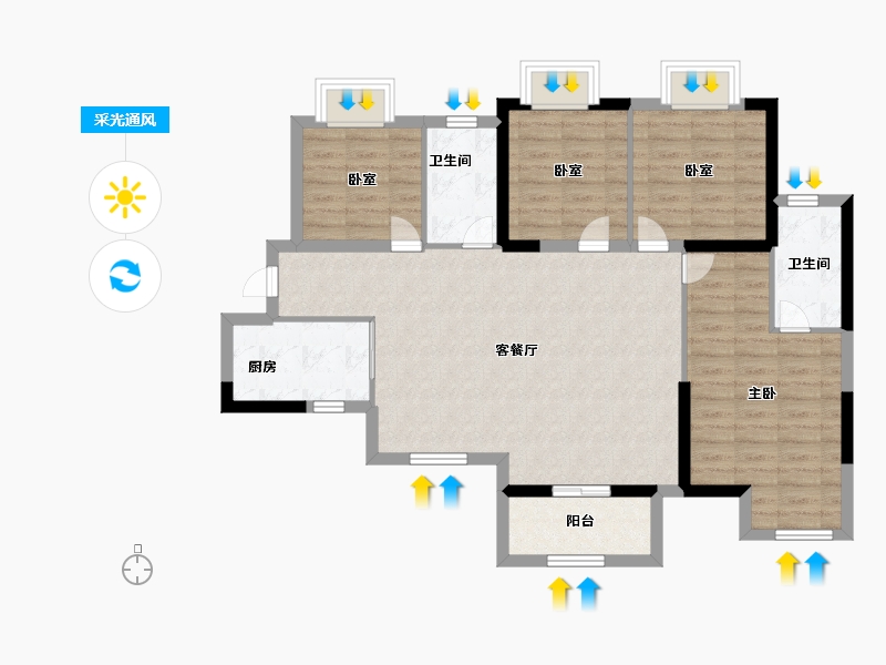 湖南省-长沙市-鸿邦·国际城-96.00-户型库-采光通风