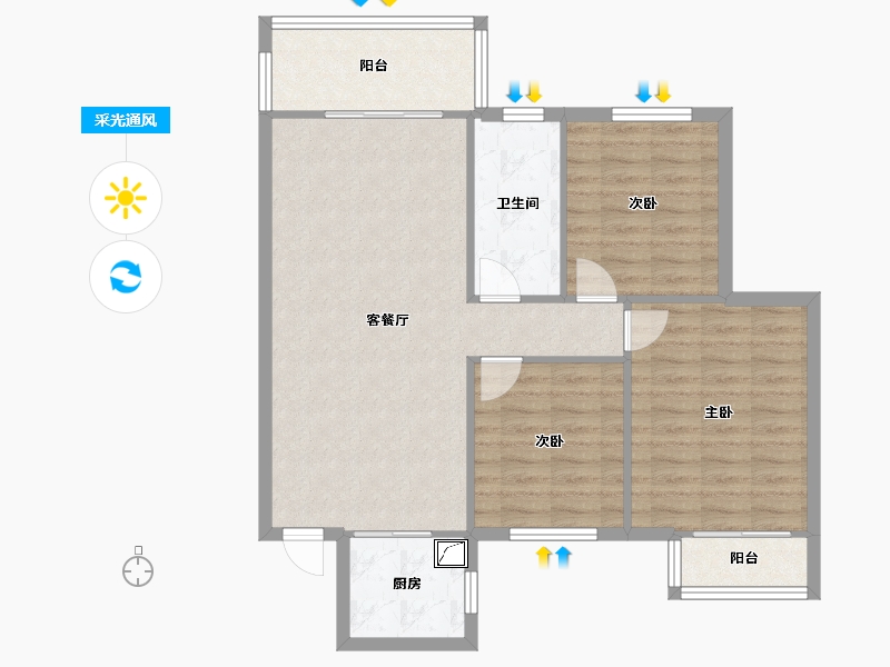 湖北省-武汉市-香缇美景-86.00-户型库-采光通风