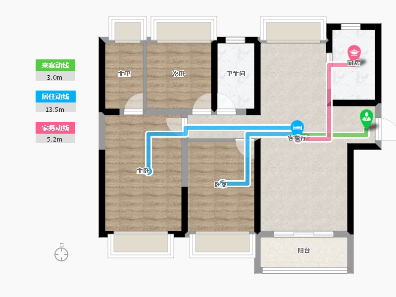 江苏省-徐州市-​碧桂园大都会-80.00-户型库-动静线