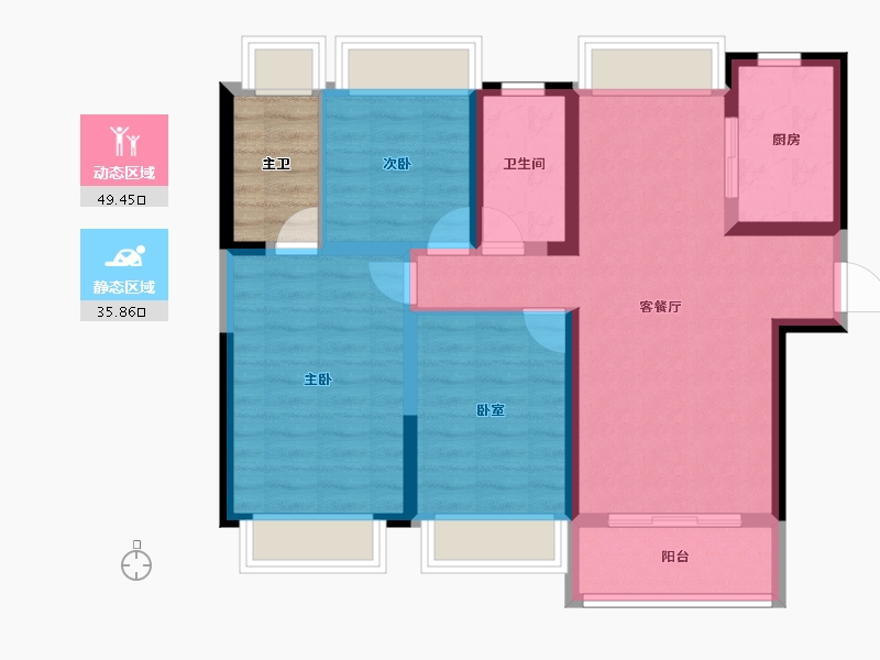 江苏省-徐州市-​碧桂园大都会-80.00-户型库-动静分区