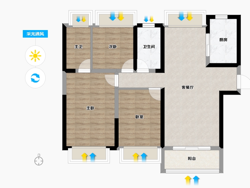 江苏省-徐州市-​碧桂园大都会-80.00-户型库-采光通风