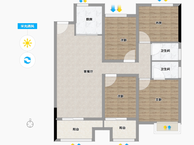 江苏省-徐州市-上水璞园-110.40-户型库-采光通风